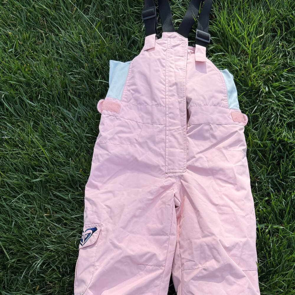 NWT Roxy Little Girls Lola Insulated Snow Bib Pants Suit, Pink , Sz 6/7